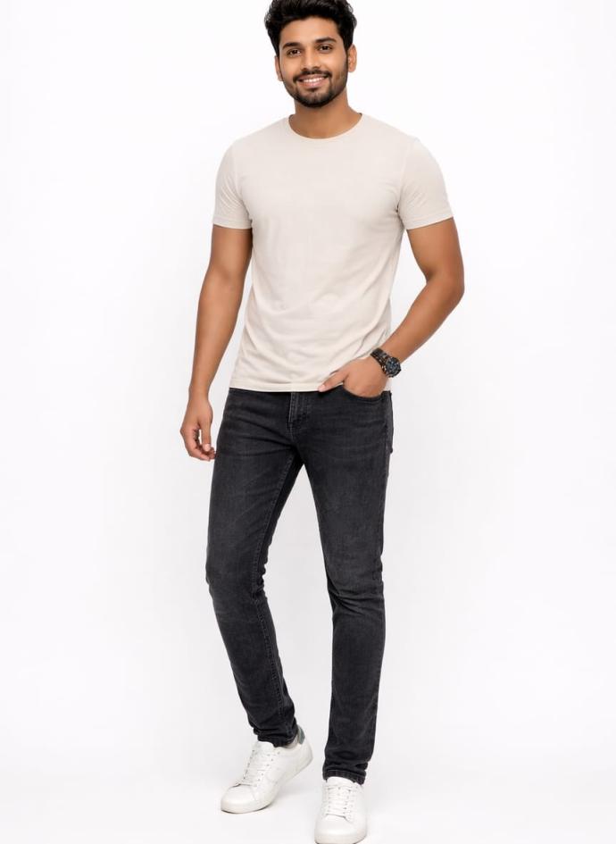 Men denim black color slim fit stretchable jeans