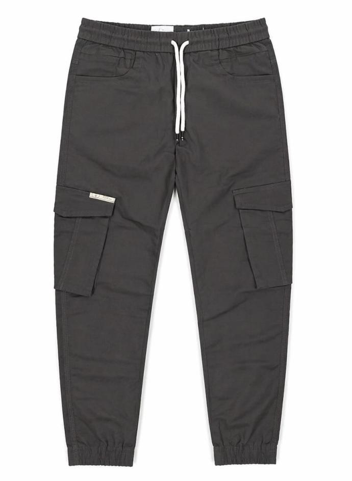 Charcoal grey 6 pocket cargo joggers for men