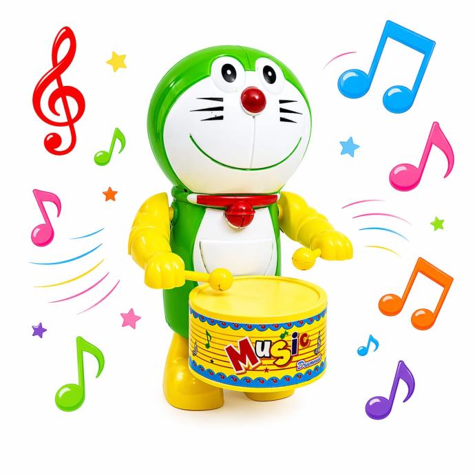 KeyOperated Cute Drummer Toy with Drumming and Dancing Action for Kids Toy Sound Toys Birthday Gift Multicolor DOREMON