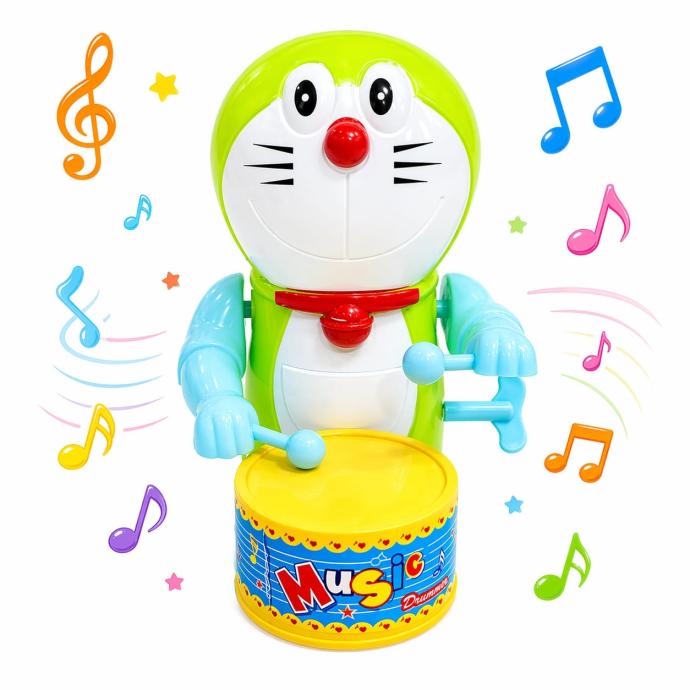 Key Operated Cute Drummer Toy with Drumming and Dancing Action for Kids Toy Sound Toys Birthday Gift DOREMON