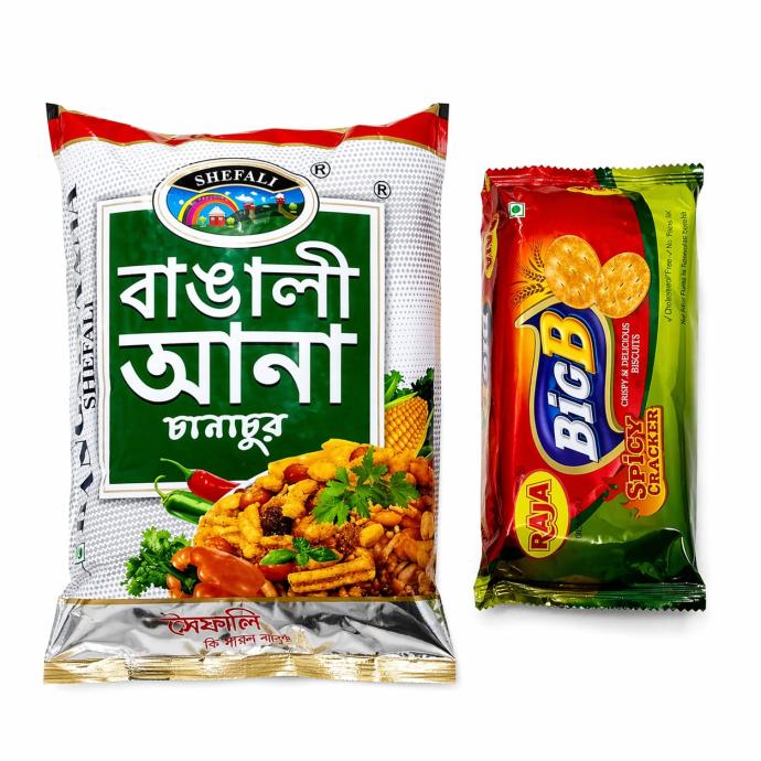 Bangali anna 500 gm chana chur with raja big b biscuit pack of 2