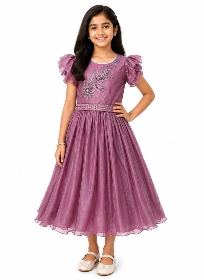 Purple color cute dress frock for girls