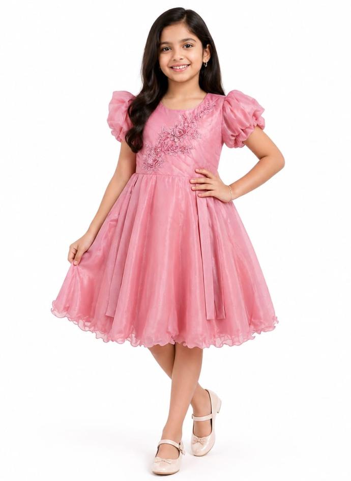 Pink color cute dress frock for girls