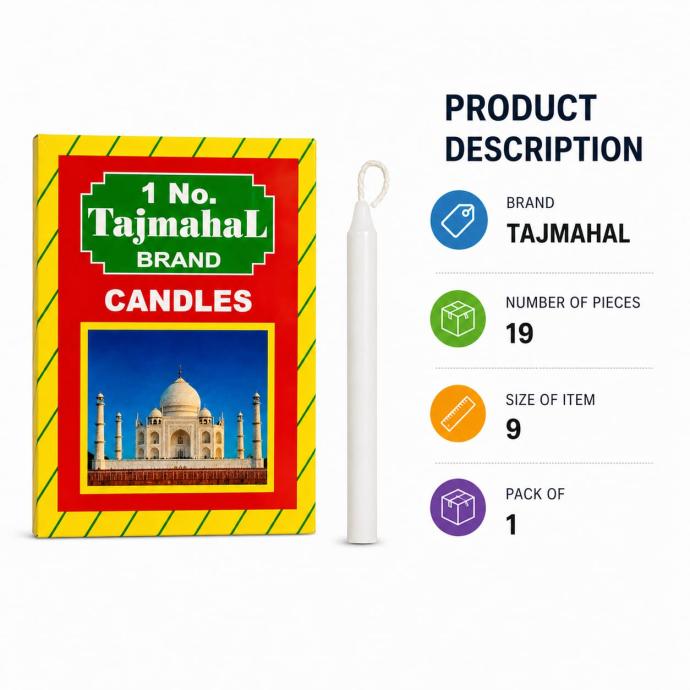 Tajmahal Brand Candles pack of 19 PCS