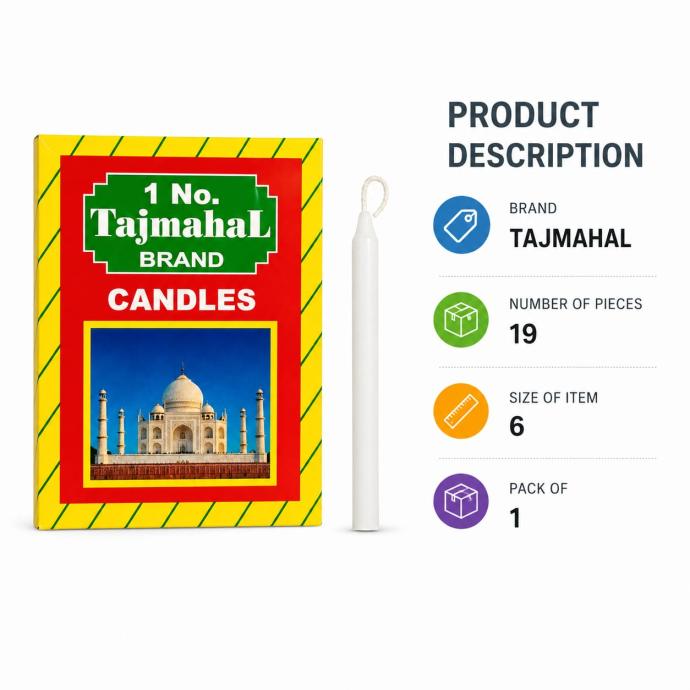 Tajmahal Brand Candles Pack of 19 Size 6