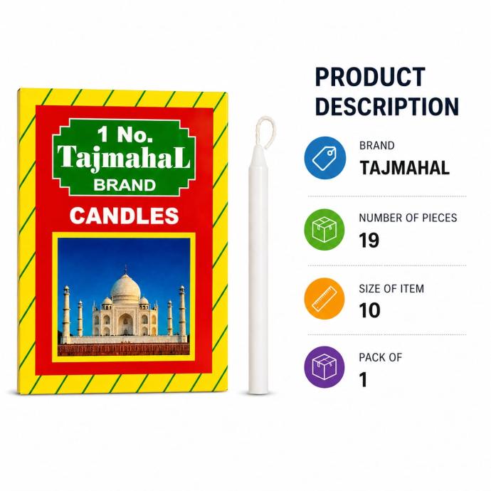 Tajmahal candles  Pack Of 19 pcs Size 10