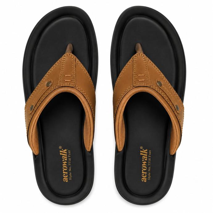 Aerowalk Mens Comfort FlipFlops Brown  Black