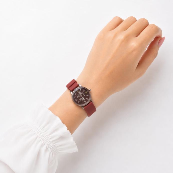 Womens Red Silicone Strap Analog Wrist Watch