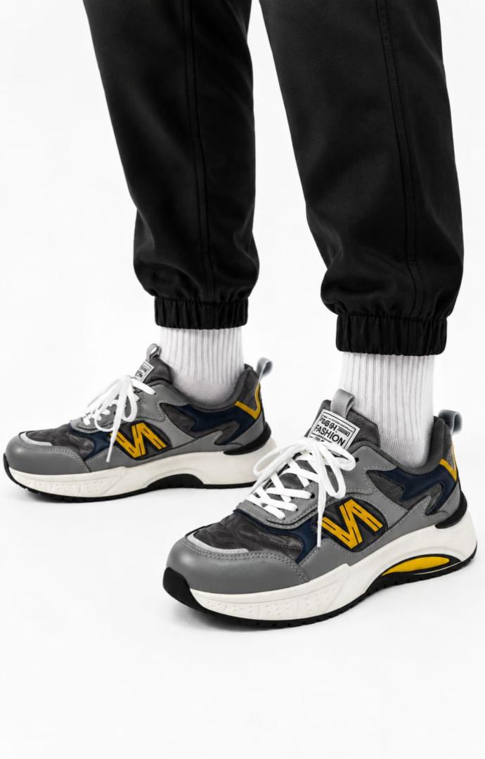 Mens Fashion Chunky Sneakers  Casual Sports Shoes Grey  Black