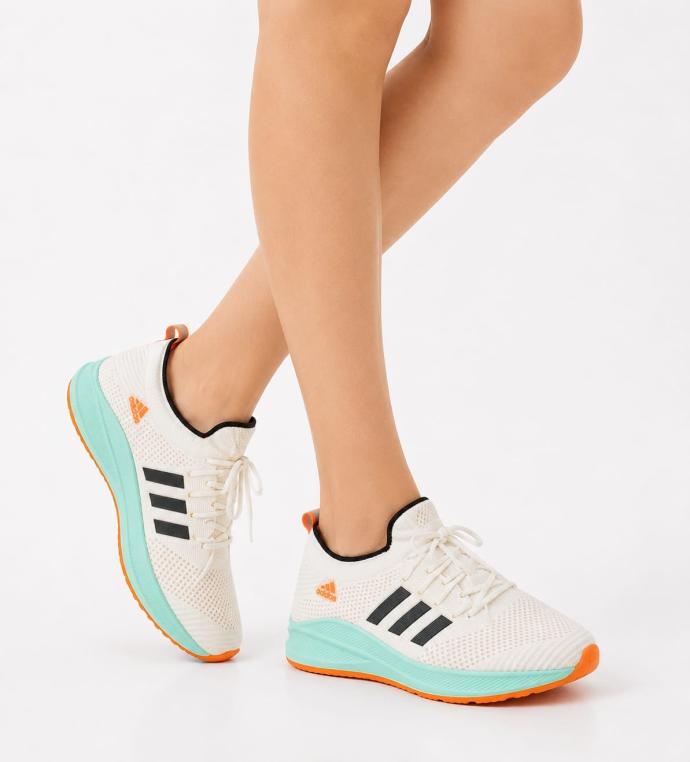 Mens Ultra Light Knit Running Shoes  White  Orange