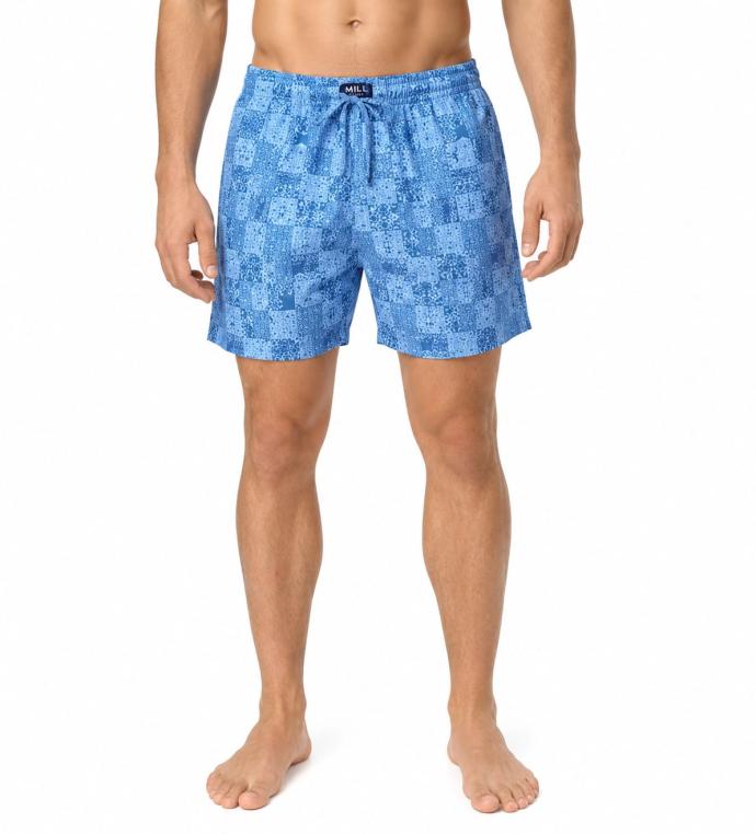 Stylish Blue Elastic Waist Lounge Shorts