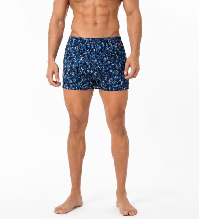 Mens Printed Cotton Boxer Shorts  Blue Floral Pattern