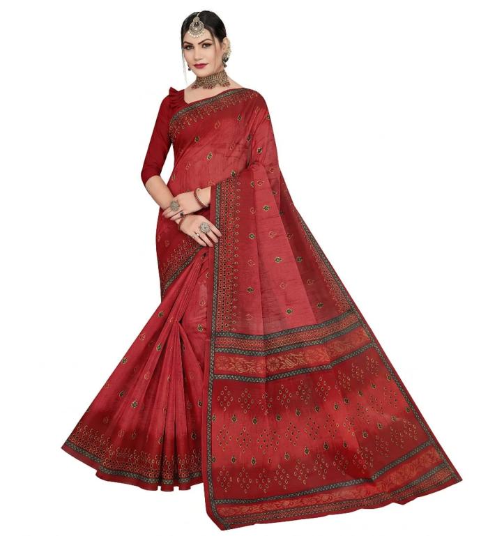 Designer Red Printed Saree