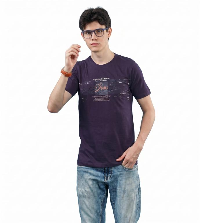 Mens Purple Graphic Printed TShirt