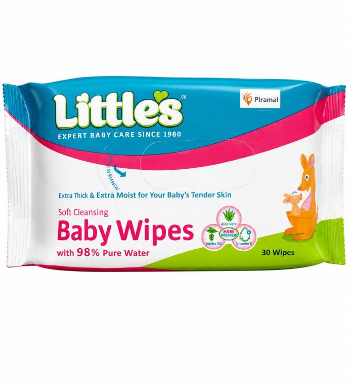 Littles Soft Cleansing Baby Wipes with 98 Pure Water  Aloe Vera  Vitamin E  30 Wipes