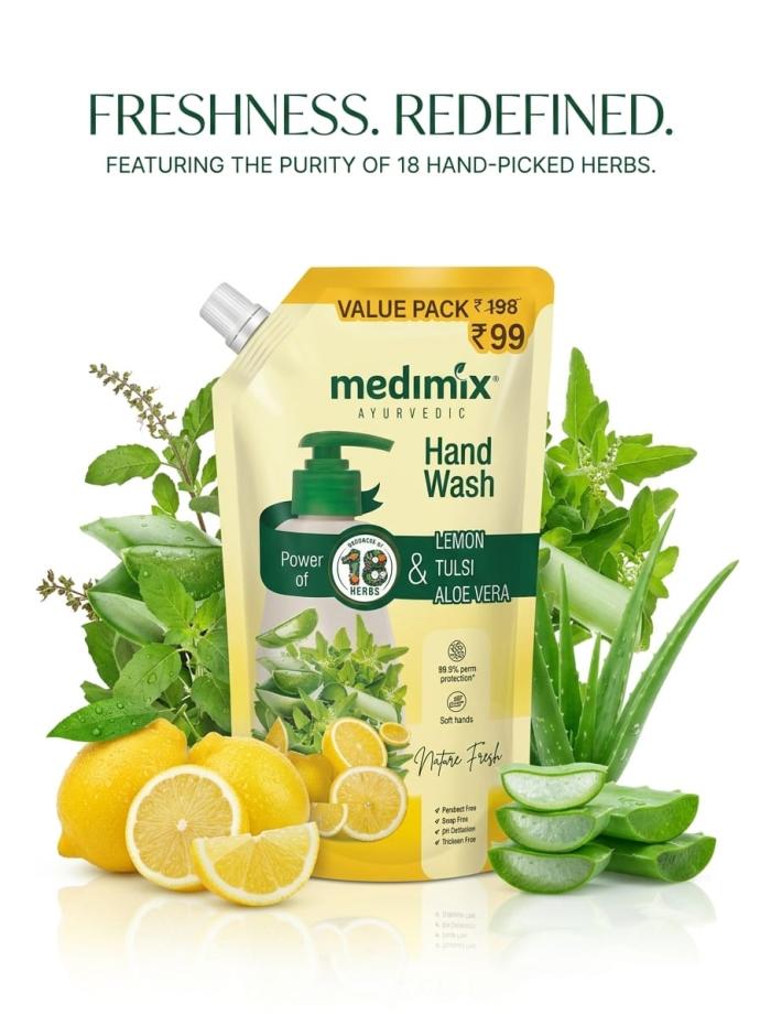 Medimix Ayurvedic Hand Wash Refill  Lemon, Tulsi  Aloe Vera